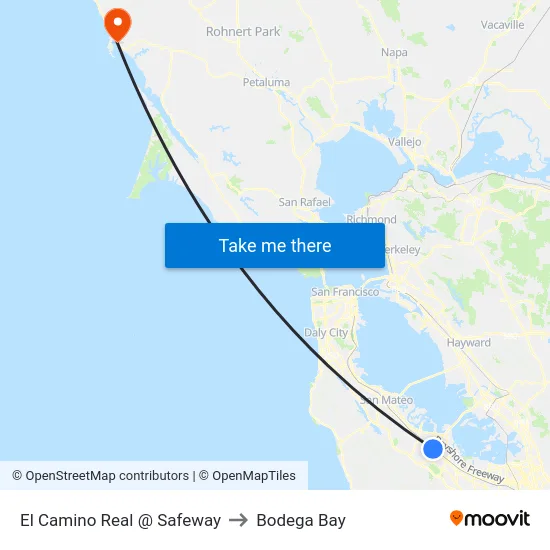 El Camino Real @ Safeway to Bodega Bay map