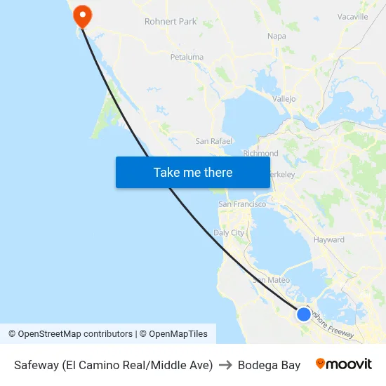Safeway (El Camino Real/Middle Ave) to Bodega Bay map