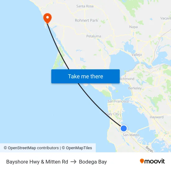 Bayshore Hwy & Mitten Rd to Bodega Bay map