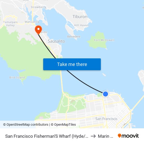 San Francisco Fisherman’S Wharf (Hyde/Beach) to Marin City map
