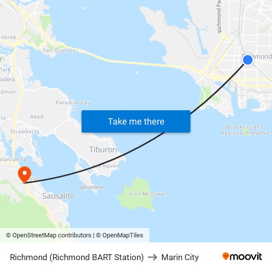 Richmond (Richmond BART Station) to Marin City map