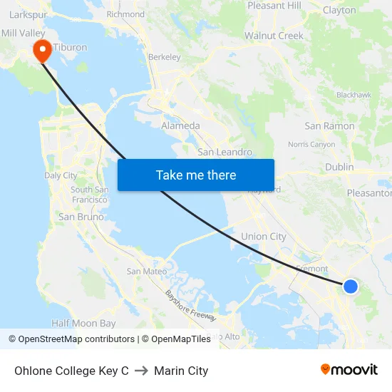 Ohlone College Key C to Marin City map