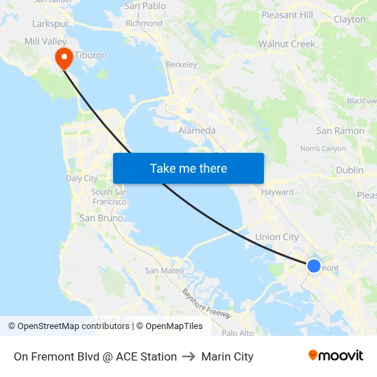 On Fremont Blvd @ ACE Station to Marin City map