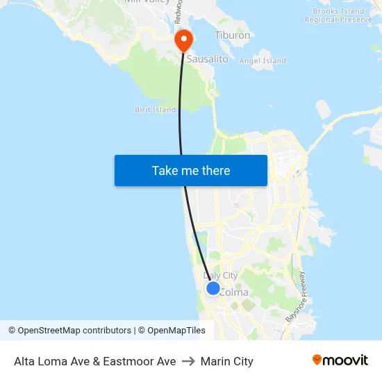 Alta Loma Ave & Eastmoor Ave to Marin City map