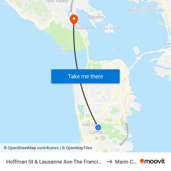 Hoffman St & Lausanne Ave-The Franciscan to Marin City map