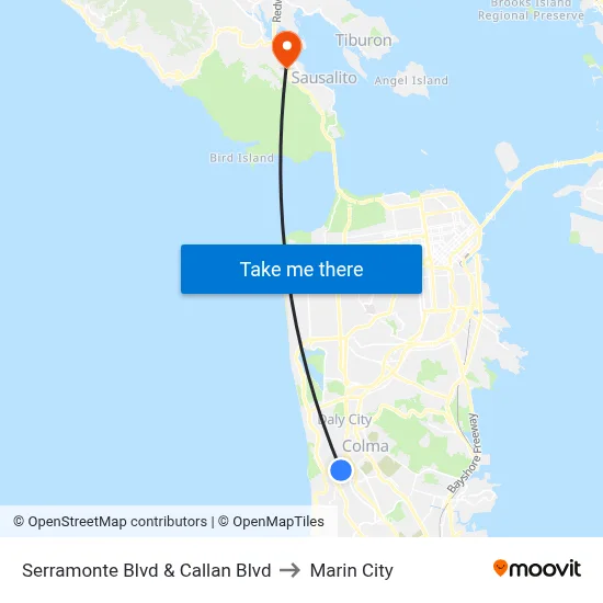 Serramonte Blvd & Callan Blvd to Marin City map