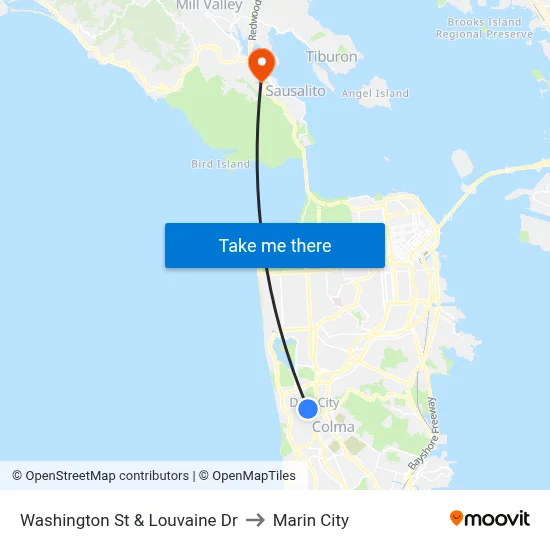Washington St & Louvaine Dr to Marin City map