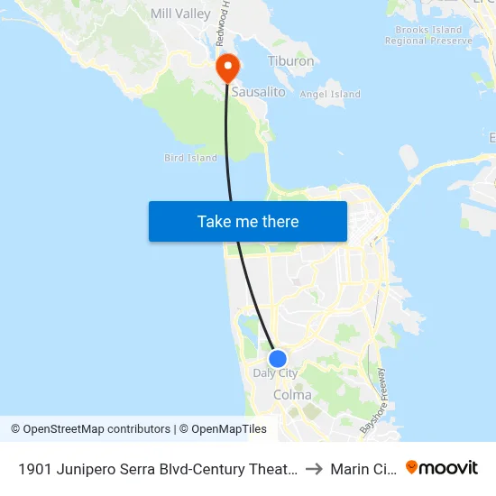 1901 Junipero Serra Blvd-Century Theater to Marin City map