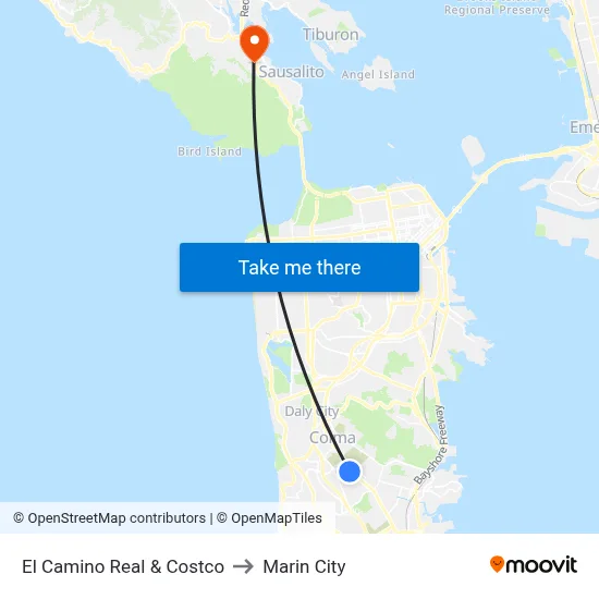 El Camino Real & Costco to Marin City map