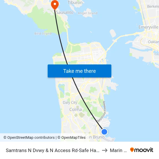 Samtrans N Dvwy & N Access Rd-Safe Harbor Shelter to Marin City map
