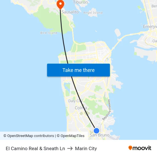 El Camino Real & Sneath Ln to Marin City map