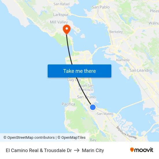El Camino Real & Trousdale Dr to Marin City map