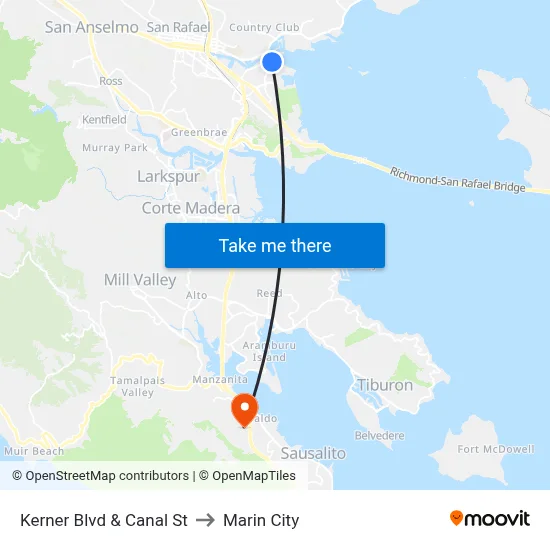 Kerner Blvd & Canal St to Marin City map