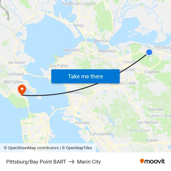 Pittsburg/Bay Point BART to Marin City map