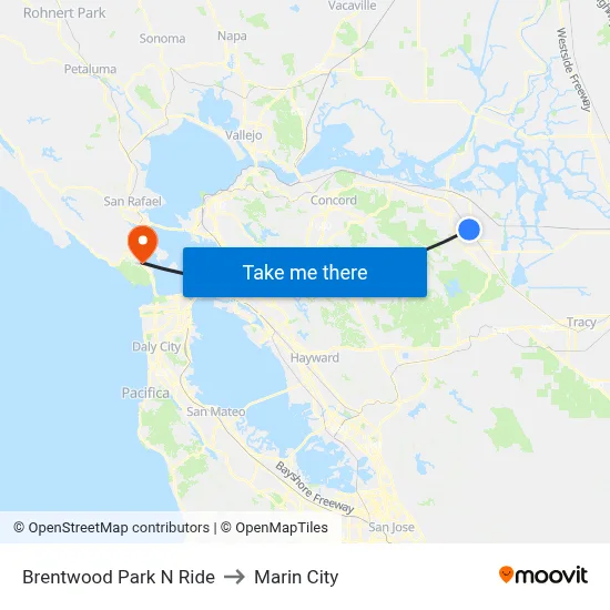 Brentwood Park N Ride to Marin City map