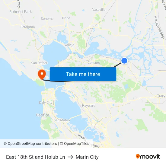 East 18th St and Holub Ln to Marin City map