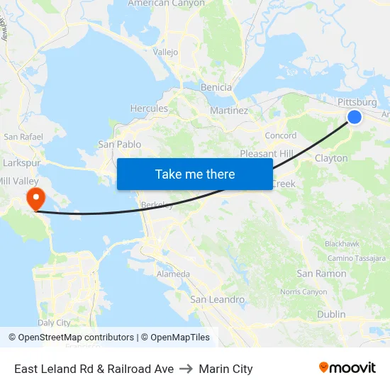 East Leland Rd & Railroad Ave to Marin City map
