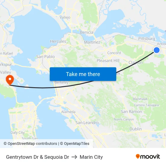 Gentrytown Dr & Sequoia Dr to Marin City map