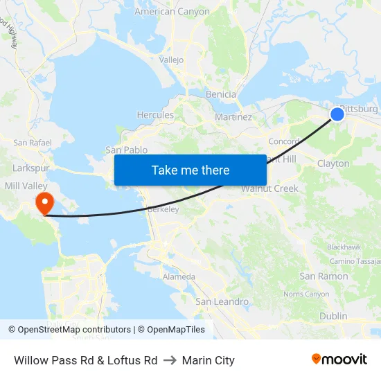 Willow Pass Rd & Loftus Rd to Marin City map