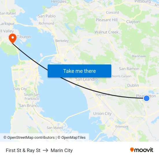 First St & Ray St to Marin City map
