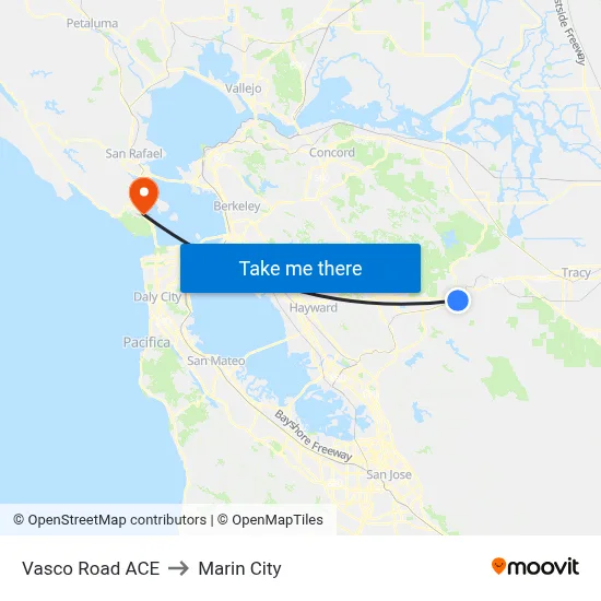 Vasco Road ACE to Marin City map