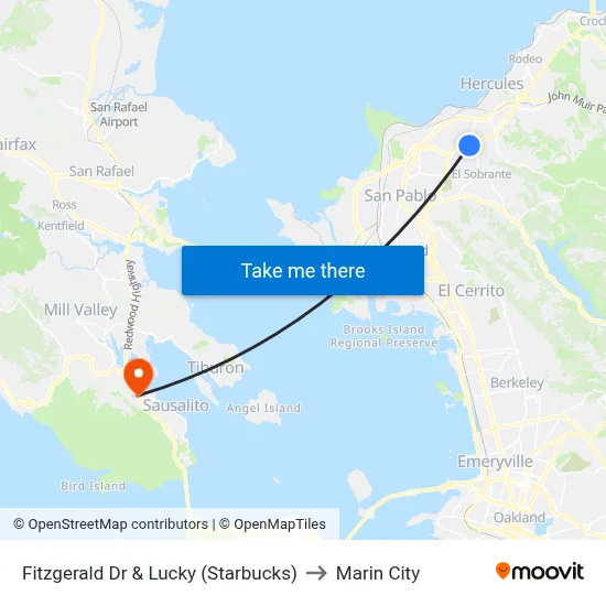Fitzgerald Dr & Lucky (Starbucks) to Marin City map