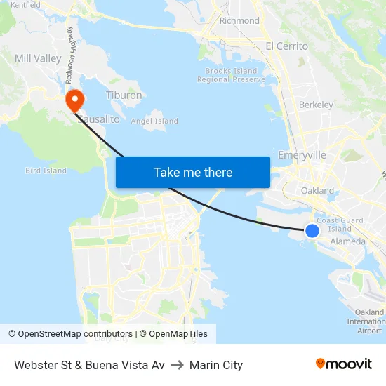 Webster St & Buena Vista Av to Marin City map
