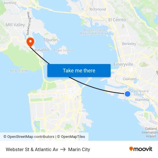 Webster St & Atlantic Av to Marin City map