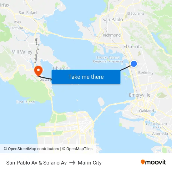San Pablo Av & Solano Av to Marin City map