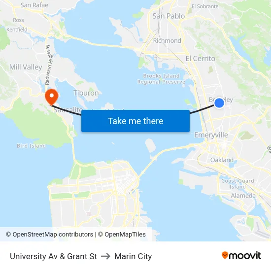 University Av & Grant St to Marin City map