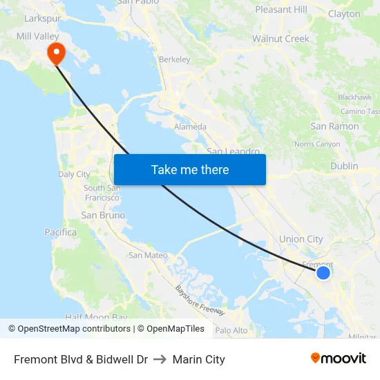 Fremont Blvd & Bidwell Dr to Marin City map
