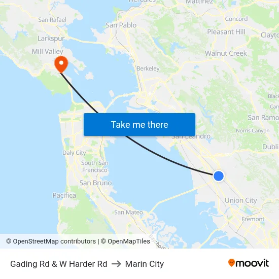 Gading Rd & W Harder Rd to Marin City map