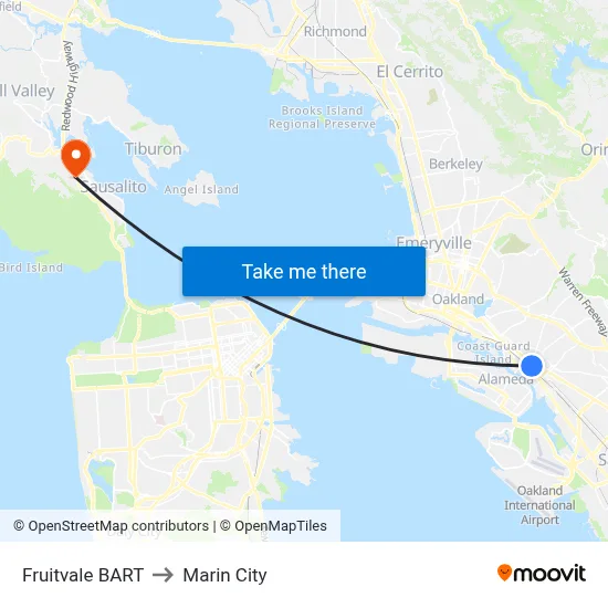 Fruitvale BART to Marin City map