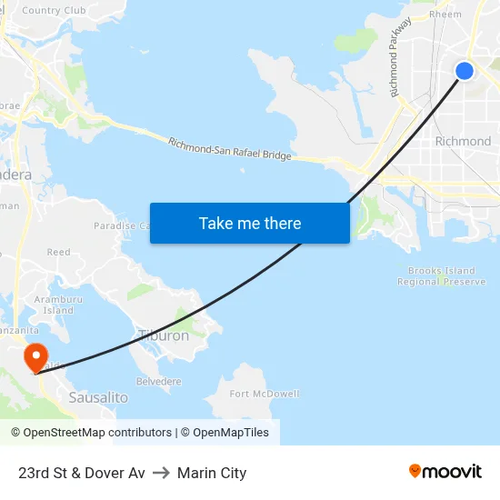 23rd St & Dover Av to Marin City map