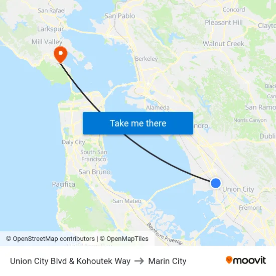 Union City Blvd & Kohoutek Way to Marin City map