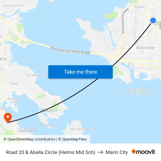 Road 20 & Abella Circle (Helms Mid Sch) to Marin City map