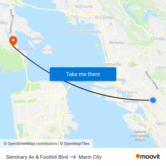 Seminary Av & Foothill Blvd to Marin City map