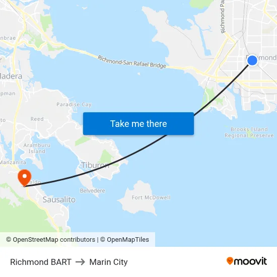 Richmond BART to Marin City map