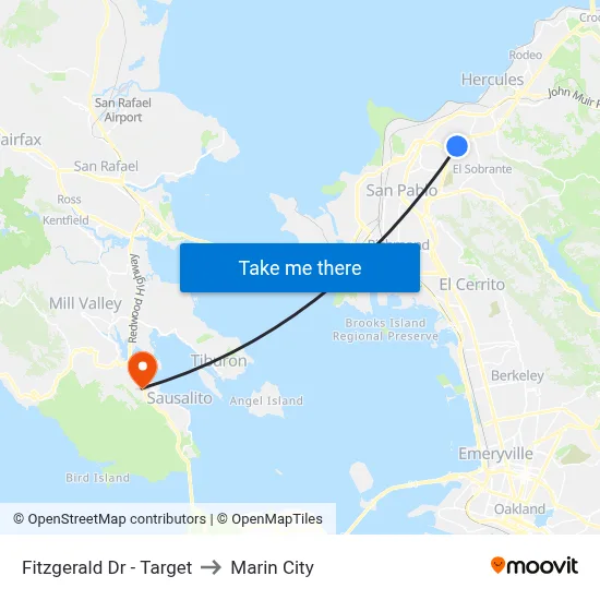 Fitzgerald Dr - Target to Marin City map