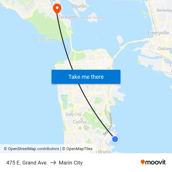 475 E. Grand Ave. to Marin City map