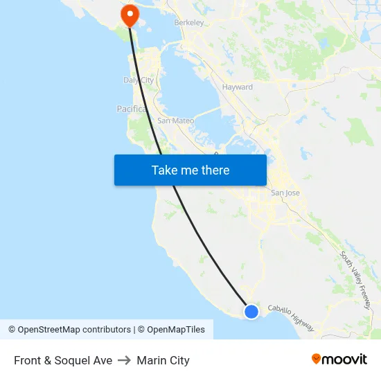 Front & Soquel Ave to Marin City map