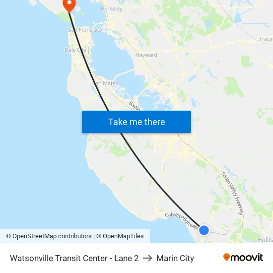 Watsonville Transit Center - Lane 2 to Marin City map