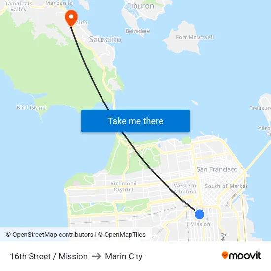 16th Street / Mission to Marin City map