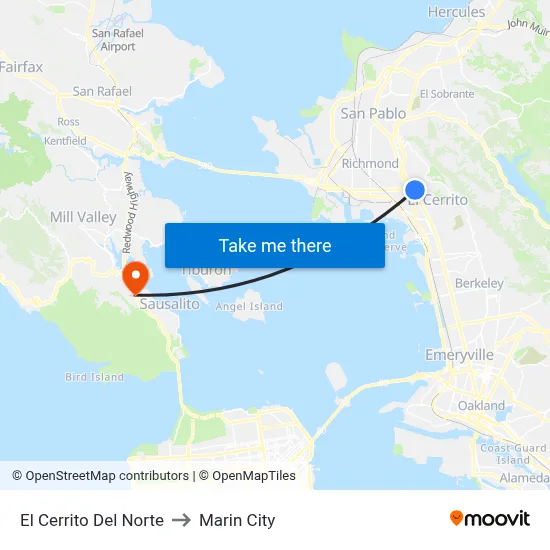 El Cerrito Del Norte to Marin City map