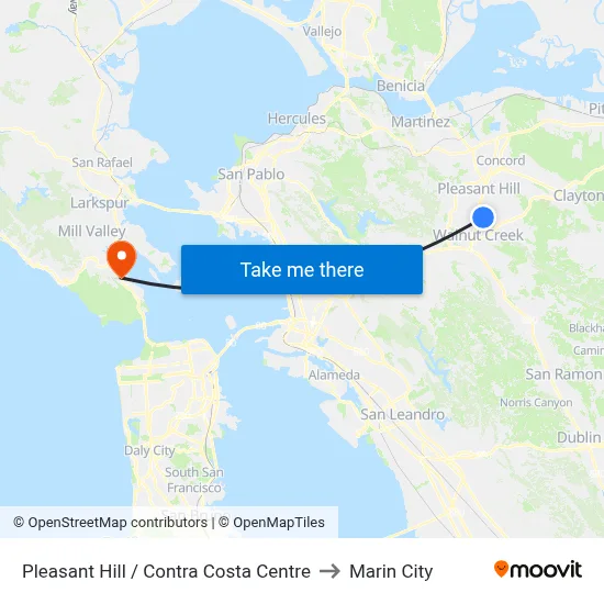 Pleasant Hill / Contra Costa Centre to Marin City map