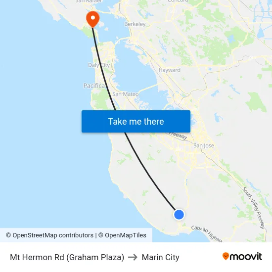 Mt Hermon Rd (Graham Plaza) to Marin City map