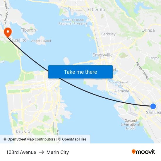 103rd Avenue to Marin City map