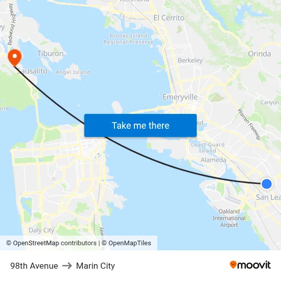 98th Avenue to Marin City map