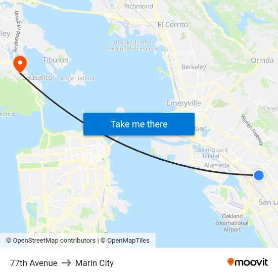 77th Avenue to Marin City map