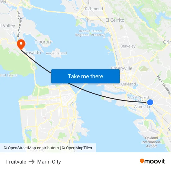 Fruitvale to Marin City map